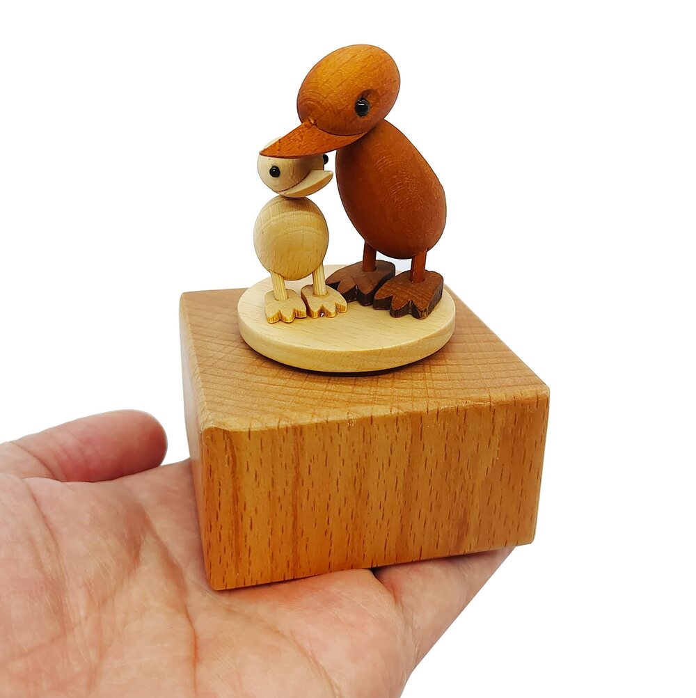 7807 Cute Little Duck Mini Music Box, Cartoons Animals Wooden Mechanical